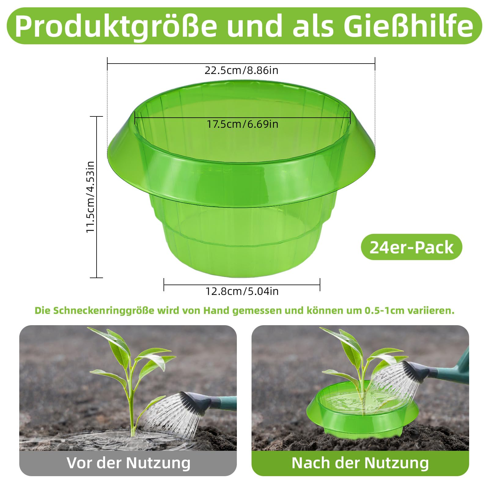 Schneckenkragen, 24 Stück Schneckenschutzringe, Effektiver Schneckenschutz für Salat und Kohl, Schneckenkragen aus Robustem Kunststoff, Wiederwendbare Schneckenabwehr für Gartenpflanzen