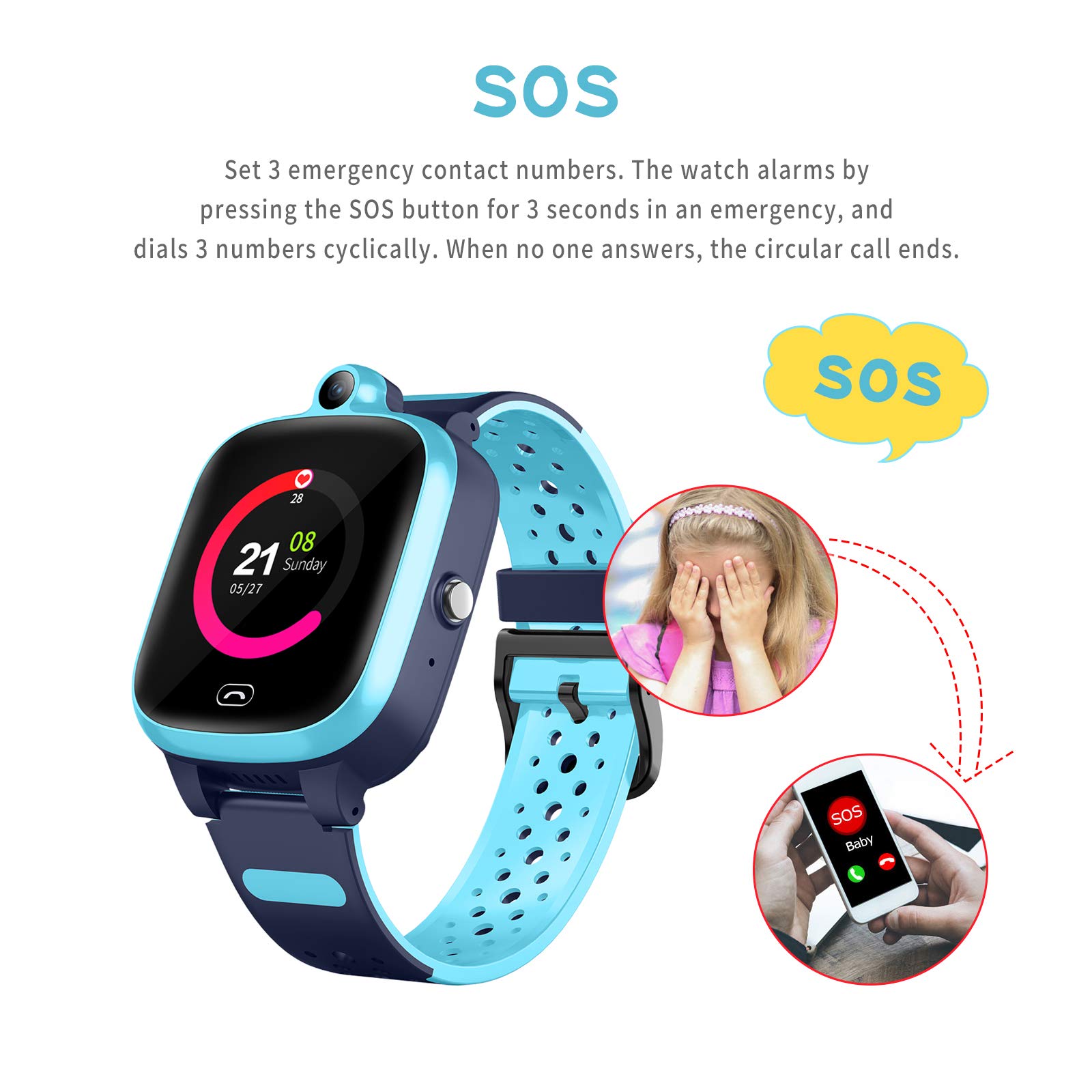 Efolen 4G Smart Watch for Kids - Smartwatch with GPS WiFi LBS Tracker ...