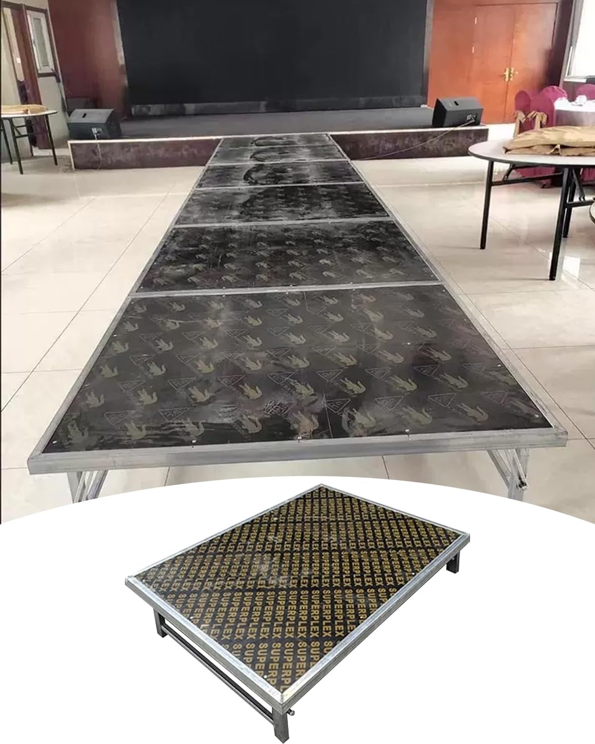 Elitix Portable Stage Modular Platform with Foldable Leg, Assemble Events Stage Riser 128x100 cm, Drum Performance Deck, Stage Unit System(H 40cm (15 3/4in))
