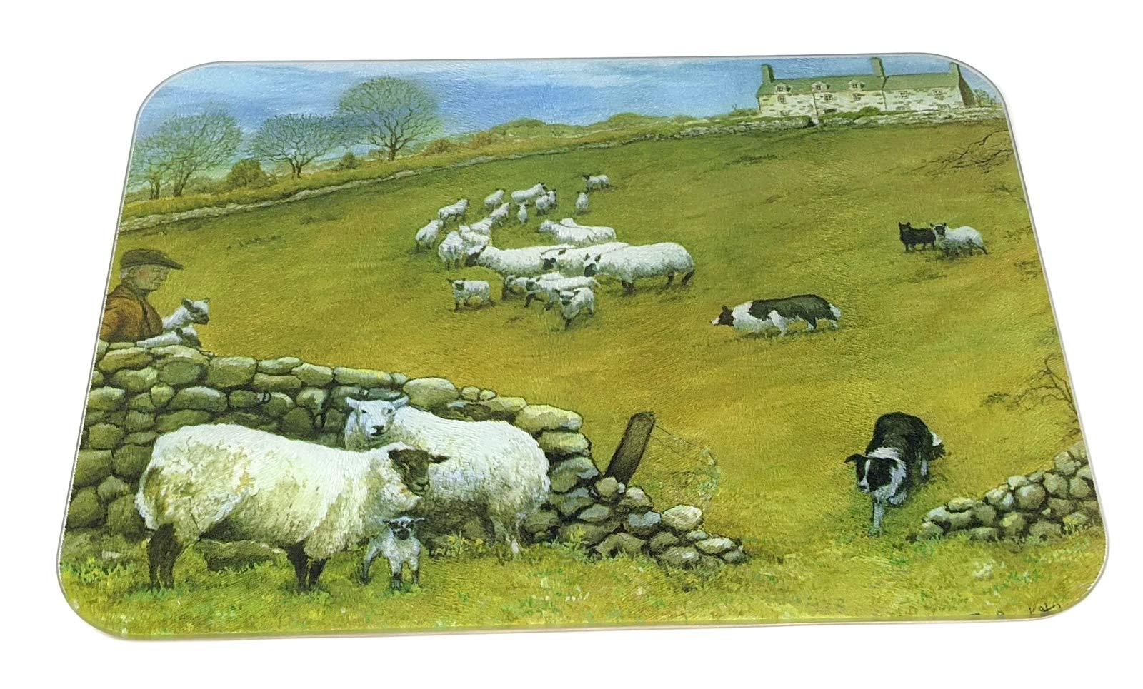 Tuftop Ultimate Kitchen BoardsSheep Dog Medium Glass Worktop Protector 40X30Cm