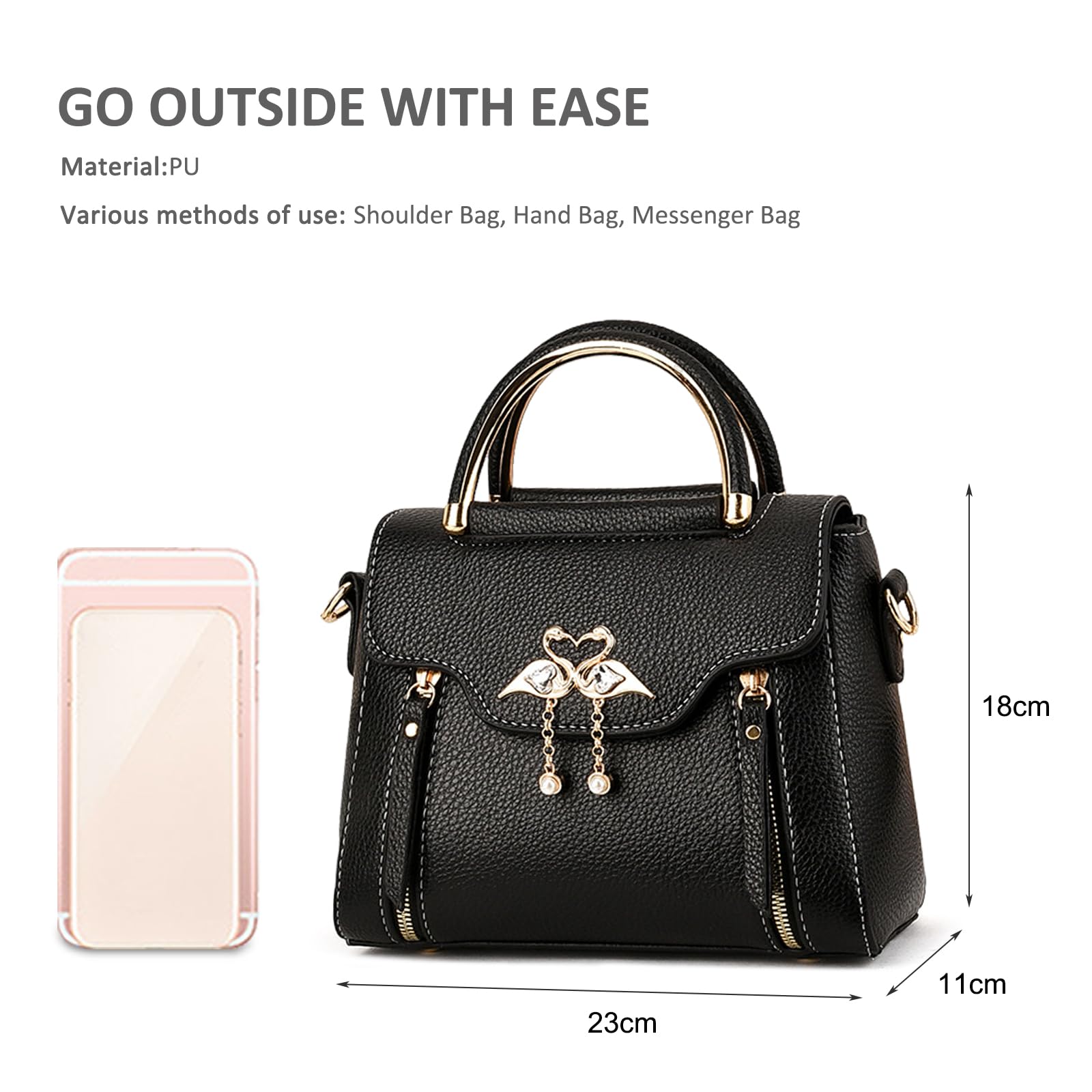 NICOLE & DORIS Bolso Bandolera Mujer Pequeños Bolso de Hombro Cuero PU Bolsos de Mano Crossbody Bolsos Cruzados para Movil Bolsos de Fiesta Negro