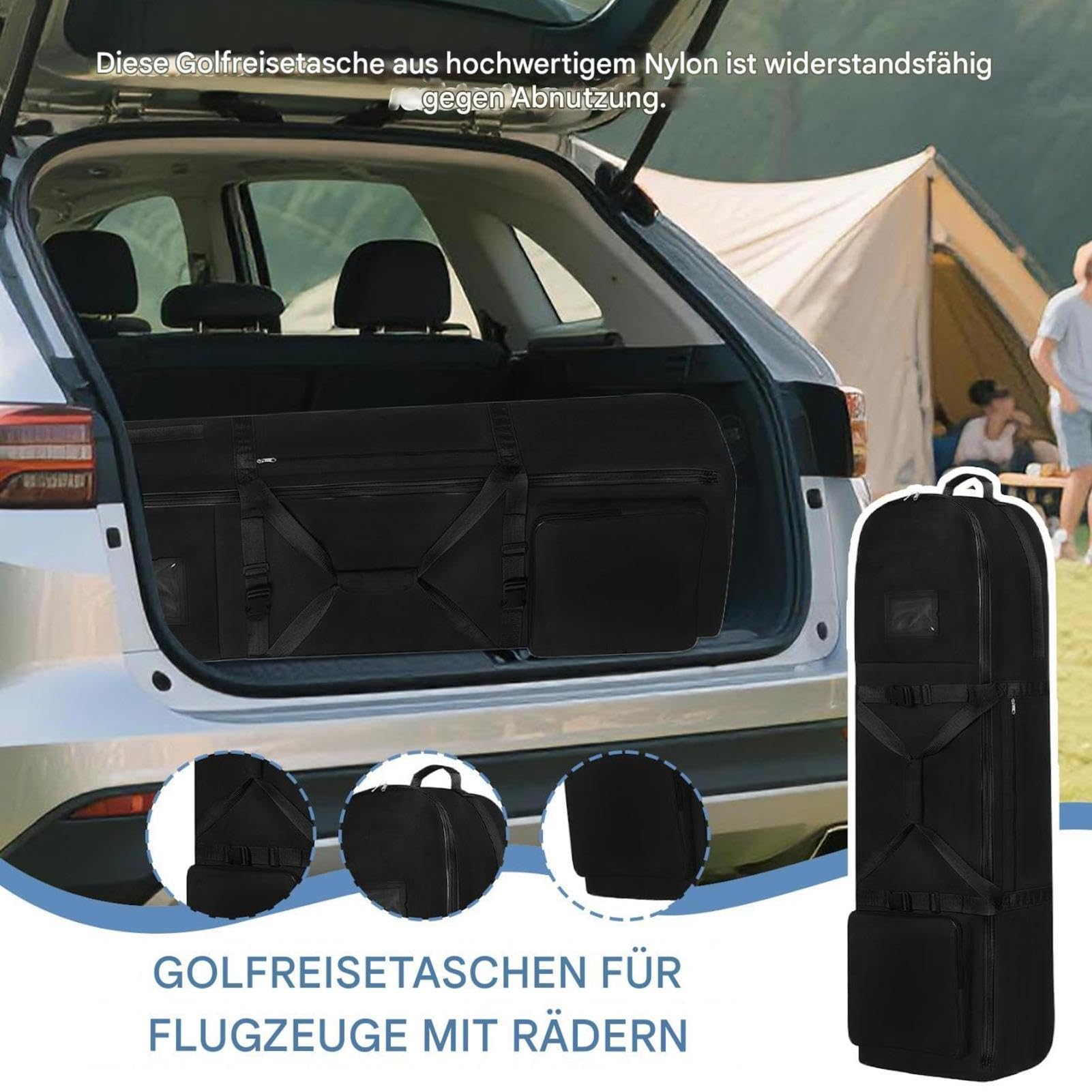 Bolsa de viaje de golf – Oxford impermeable grande con asa y ruedas | Bolsa de golf para viajes, avión, coche, transporte, al aire libre, camping, deportes, entrenamiento, para hombres y mujeres