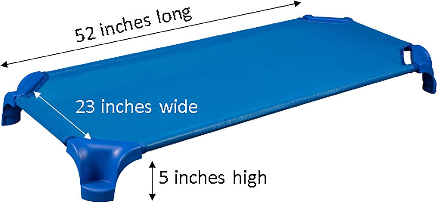 Sprogs Deluxe Heavy-Duty Childrens Standard 52"L Stackable Daycare Cot with Easy Lift Corners Cots for Preschool Kids Sleeping, Resting, and Naptime