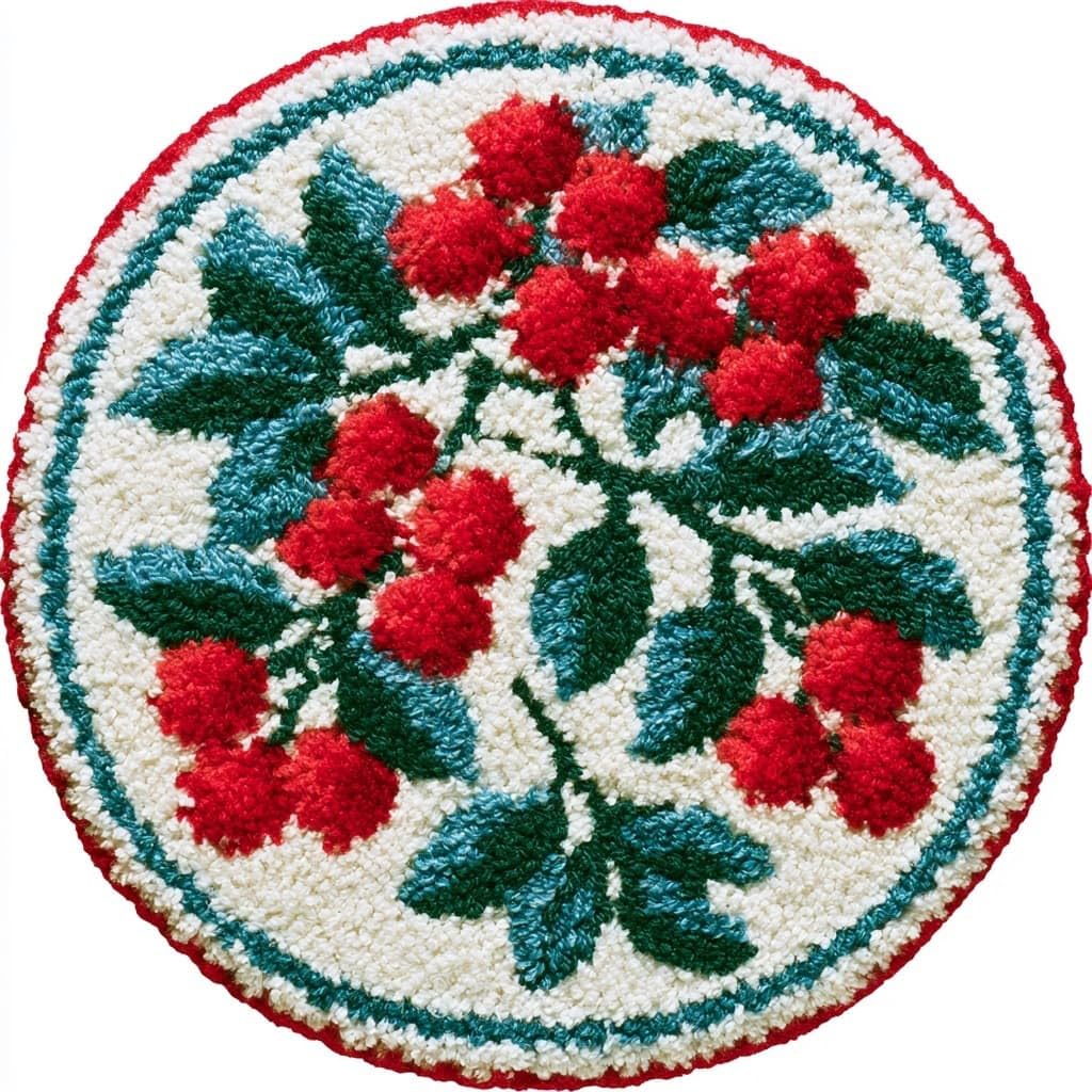 AMBATTERY Rug Making Kit for Adults,Round Latch Hook Rug Kit,Fruit Branches