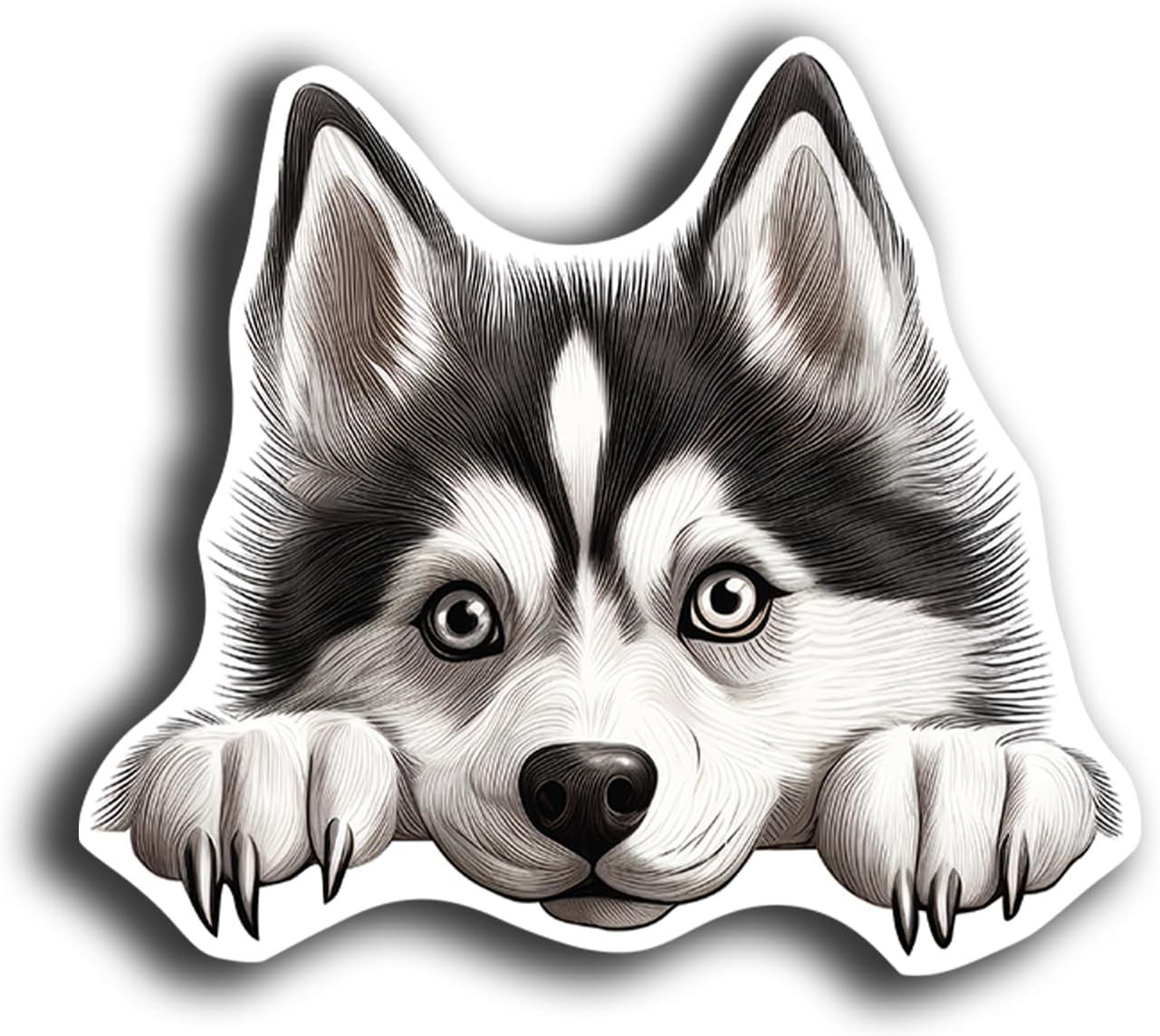Dog Peeking Sticker Decals - 20 Pet Breeds - Cute Car Window and Bumper Stickers - 5 Inch Vinyl Waterproof Dog Lover Decals (Siberian Husky)