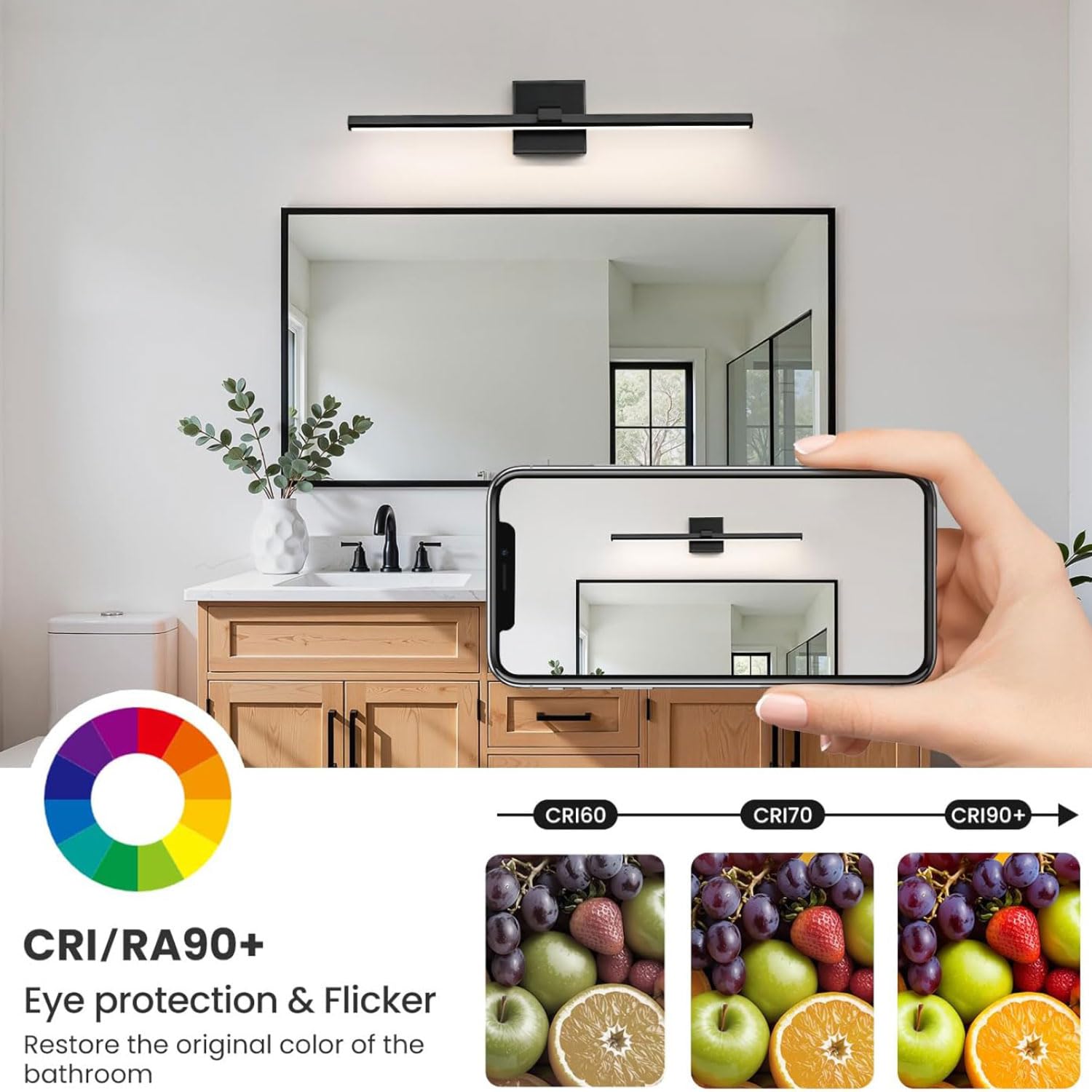 Luce Specchio Bagno LED Girevole di 180° LED Specchio Lampada Impermeabile IP44 Lampada da Specchio Bagno Applique Bagno Specchio Moderno Bianco Caldo 3000K LED Specchio Lampada