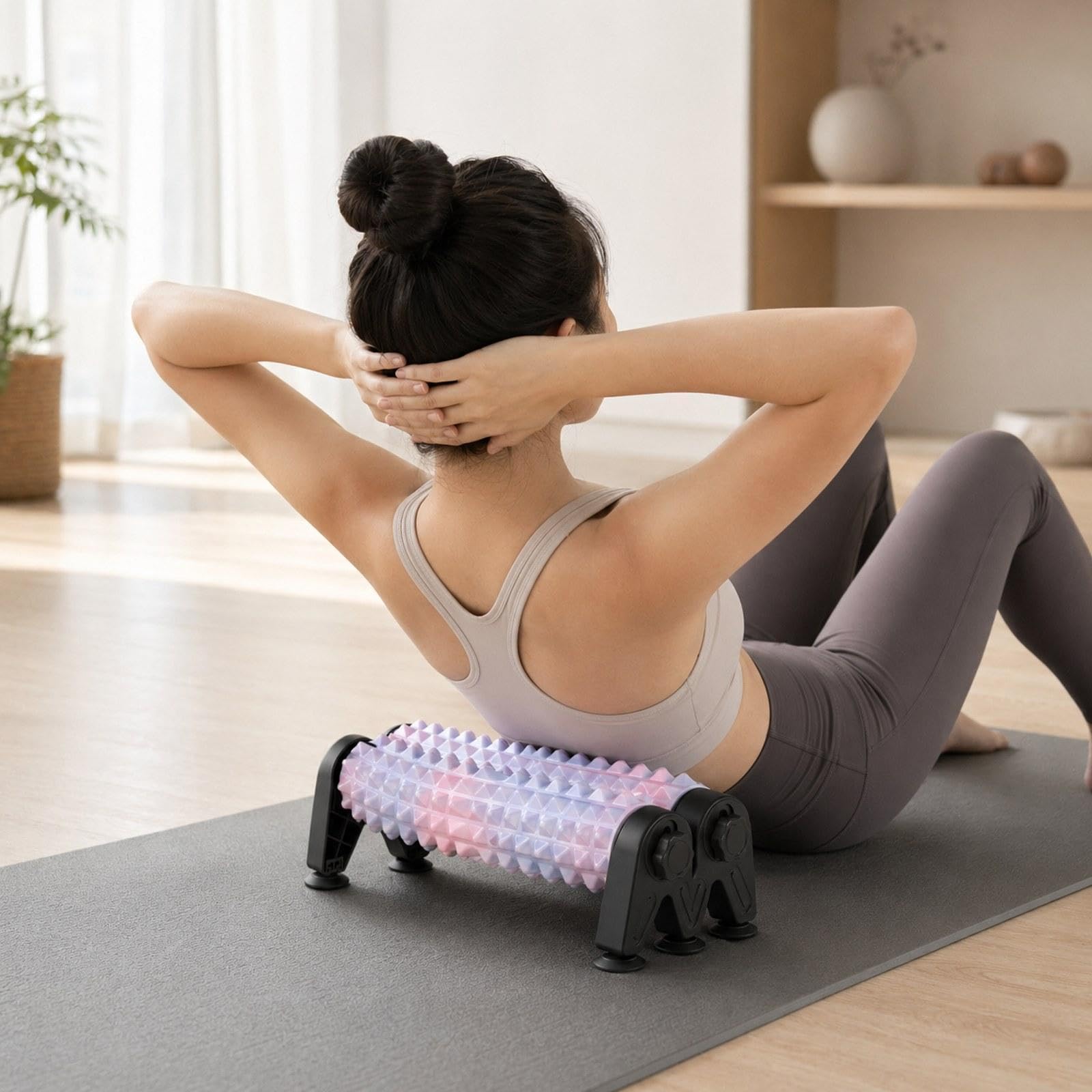 Fitness Roller Foam Massage Pilates Trainingsblock mit Stabiler Dreiecksunterstützung Und Saugfuß für Dehnübungen Muskellockerung Heimtraining
