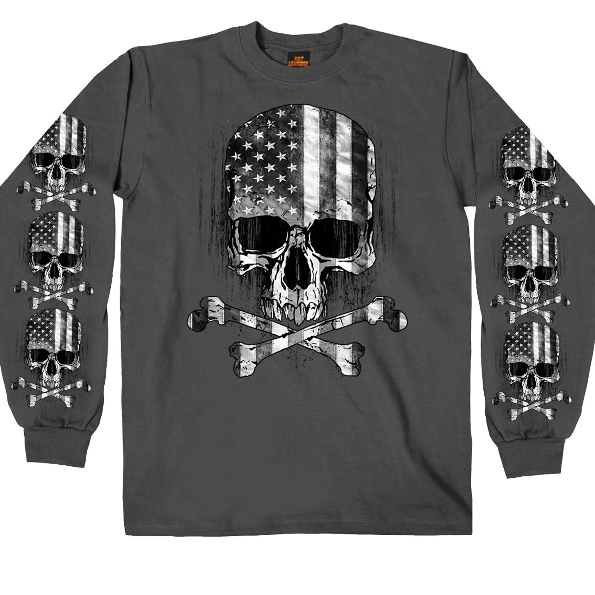 Hot LeathersMen's Long Sleeve Flag Skull Shirt