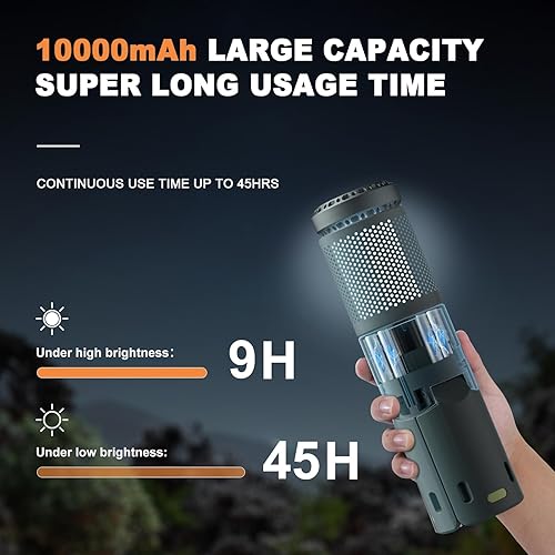 Miniatura 3 de HOPWINN Linterna de camping recargable portátil telescópica al aire libre luces de noche linterna 10000mAh batería lámpara flash luz ambiente