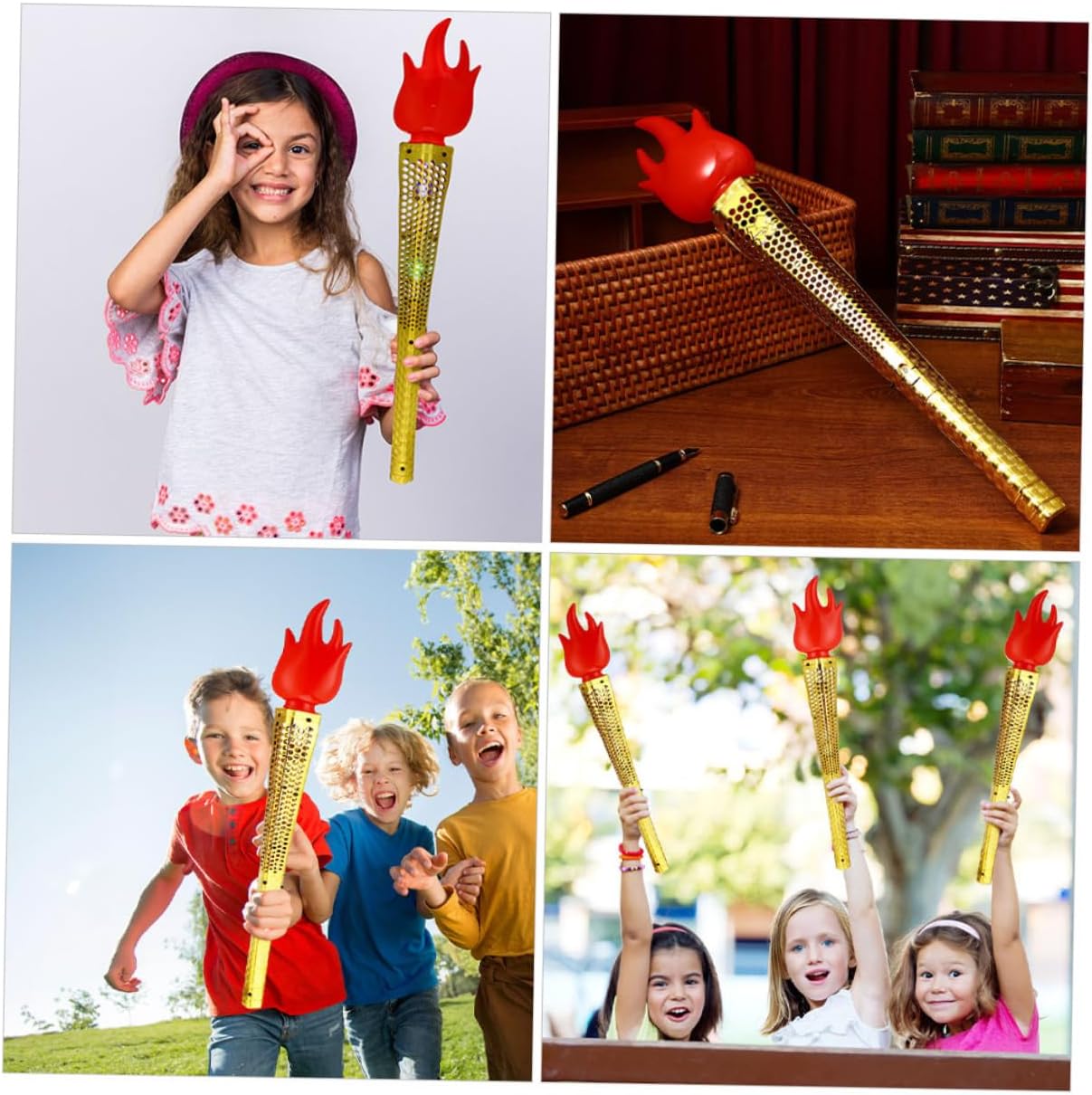 48cm Artificial Torch Prop 3pcs Sports Competition Decor for Boys and Girls for School Events and Parties Fun Stage Props Fake Campfire Effect