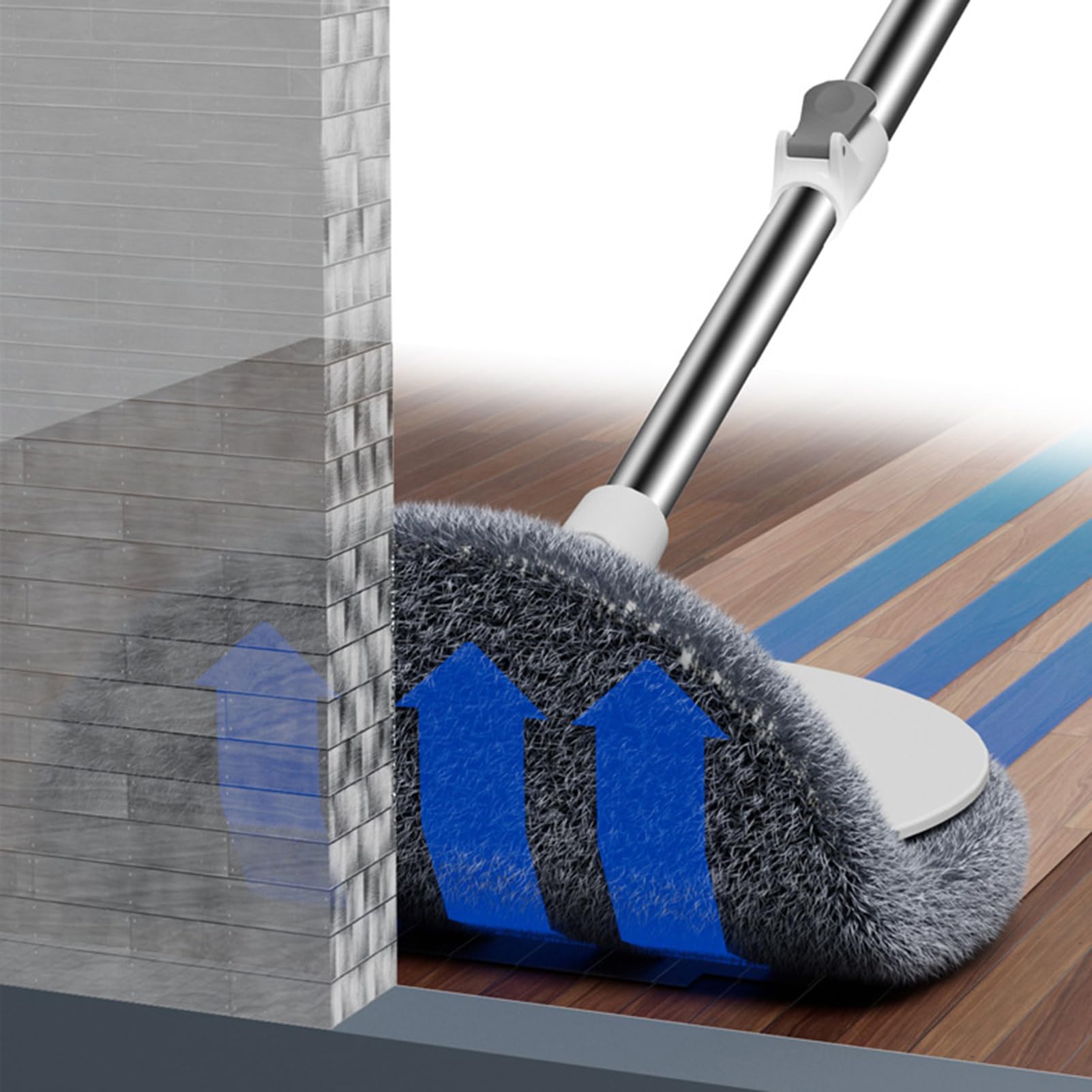 Juego de fregona y cubo con escurridor para el hogar, fregona de microfibra con escurridor, 6 almohadillas reemplazables, suministros de limpieza para el hogar con mango telescópico para lechada de