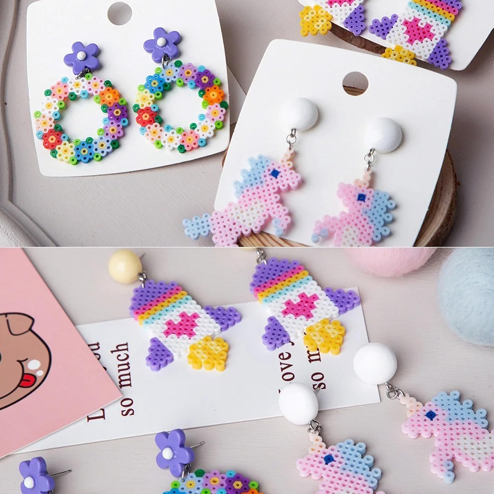 10000 Perles à Repasser, Kit de Perles à Repasser 20 Couleurs avec Guide d'Utilisation Plateau de Perles Thermocollantes et Pochoir Adapté aux Cadeaux d'Anniversaire de Noël pour Enfants