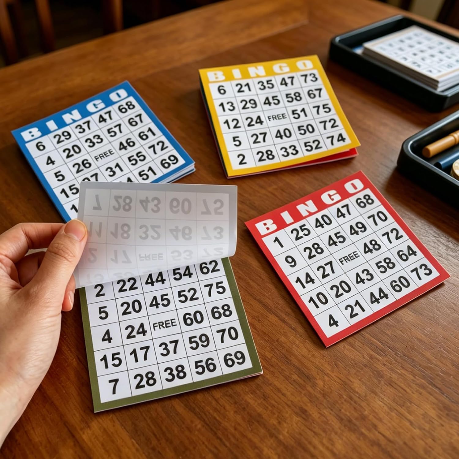 Yuanhe Bingo Game Cards Disposible – 1 Card 10 Sheets – 100 Books -10 Colors for Large Groups
