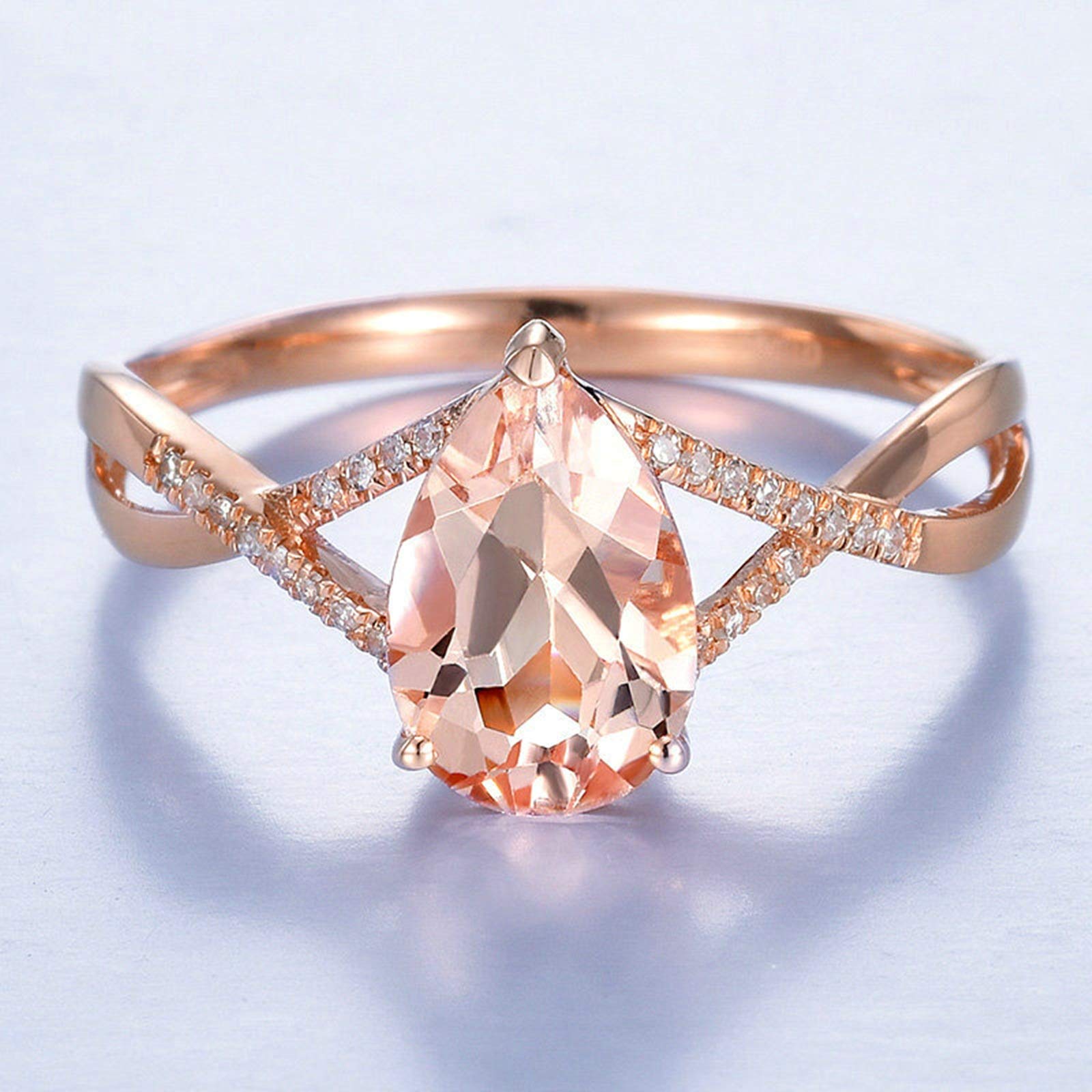 Beydodo Pierścionek dla pań różowe złoto 750 krzyż paski z Morganitem 1,05 ct pierścionek ślubny różowe złoto pierścionek zaręczynowy diament e 18 karatów (750) czerwone złoto, 54 (17,2), colore: różowy (Rosegold), cod. TLLWGZ6302