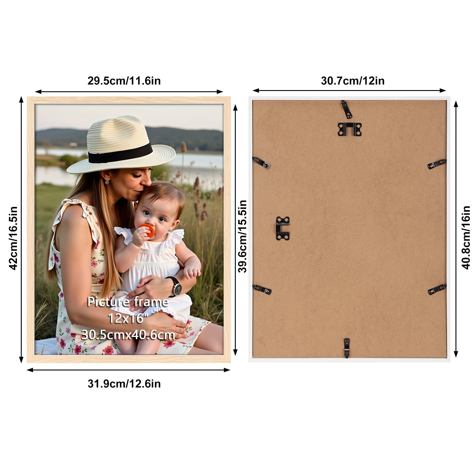 Ditwis 30x40 cm Picture Frame Wood Colour, 16x12 inch Poster Frame for Horizontal or Vertical Wall Display in Living Room - Image 2