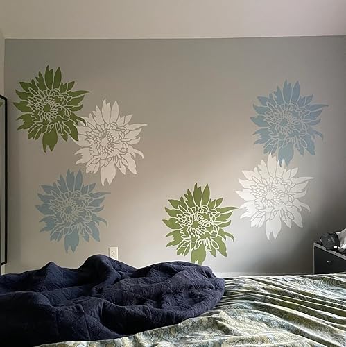 Miniatura 7 de Plantilla de flores para valla de jardín, plantillas de flores grandes para pared, plantillas de flores de 14 pulgadas para pintar en muebles de