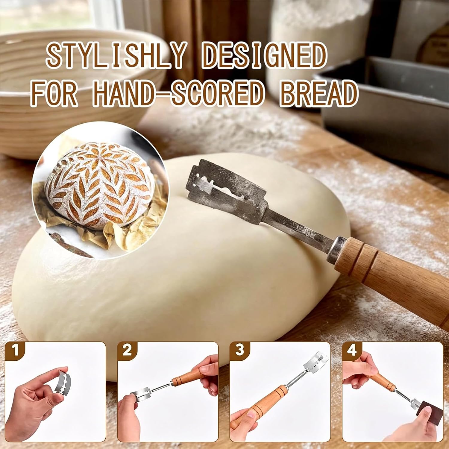 Sourdough Starter Kit, Sourdough Bread Baking Supplies, Sourdough Fermentation Kit, Banneton Bread Proofing Basket with Sourdough Starter Jar, 9inch Round Bread Proofing Basket, for Bread Baking