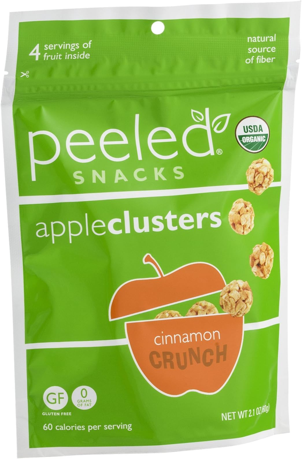 Peeled Organic Cinnamon Crunch Apple Cluster Snacks, 2.1 Ounce - 12 per case.