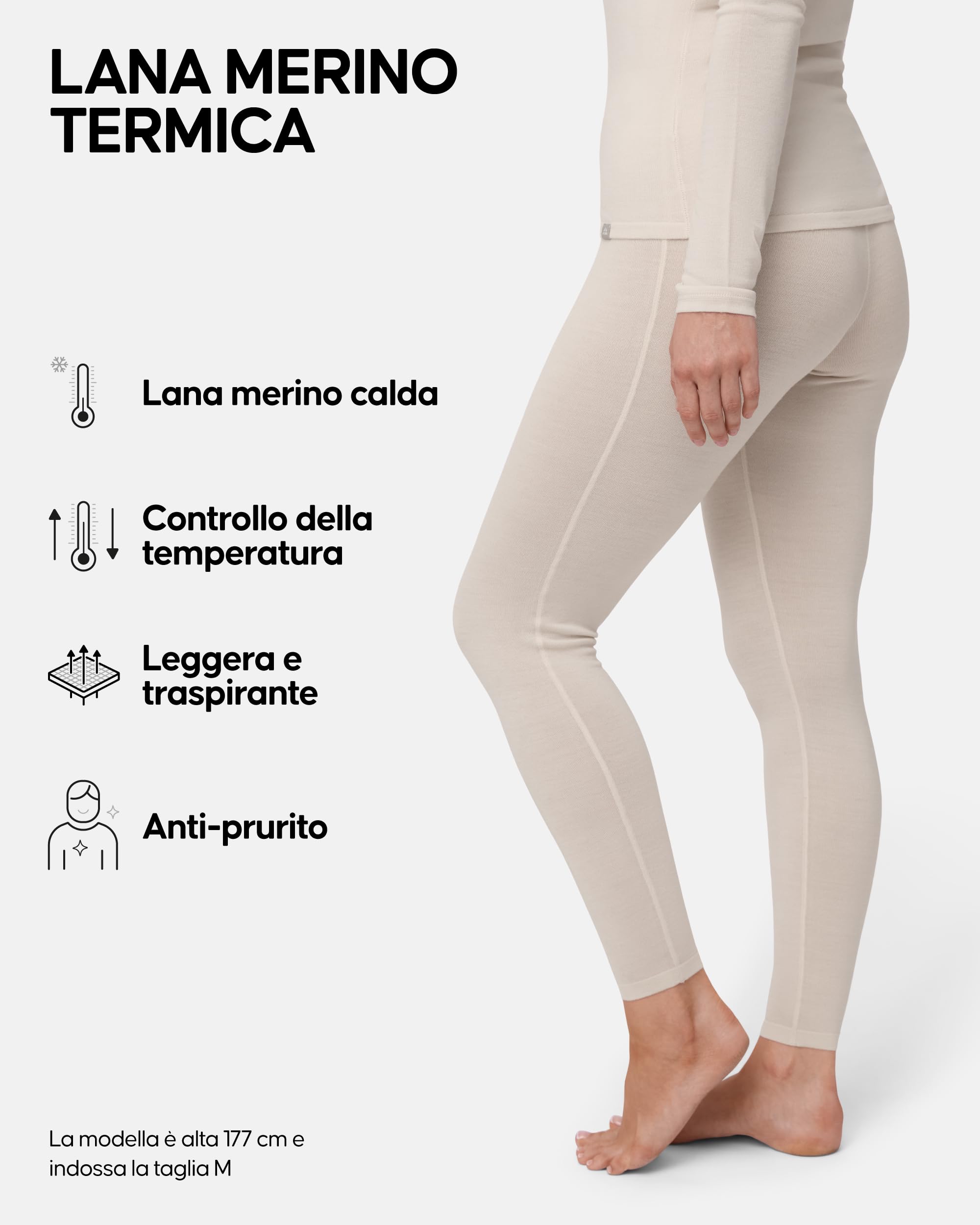 DANISH ENDURANCE Leggings Donna in Lana Merino, Pantaloni Termici, Pantacollant Invernali da Sci