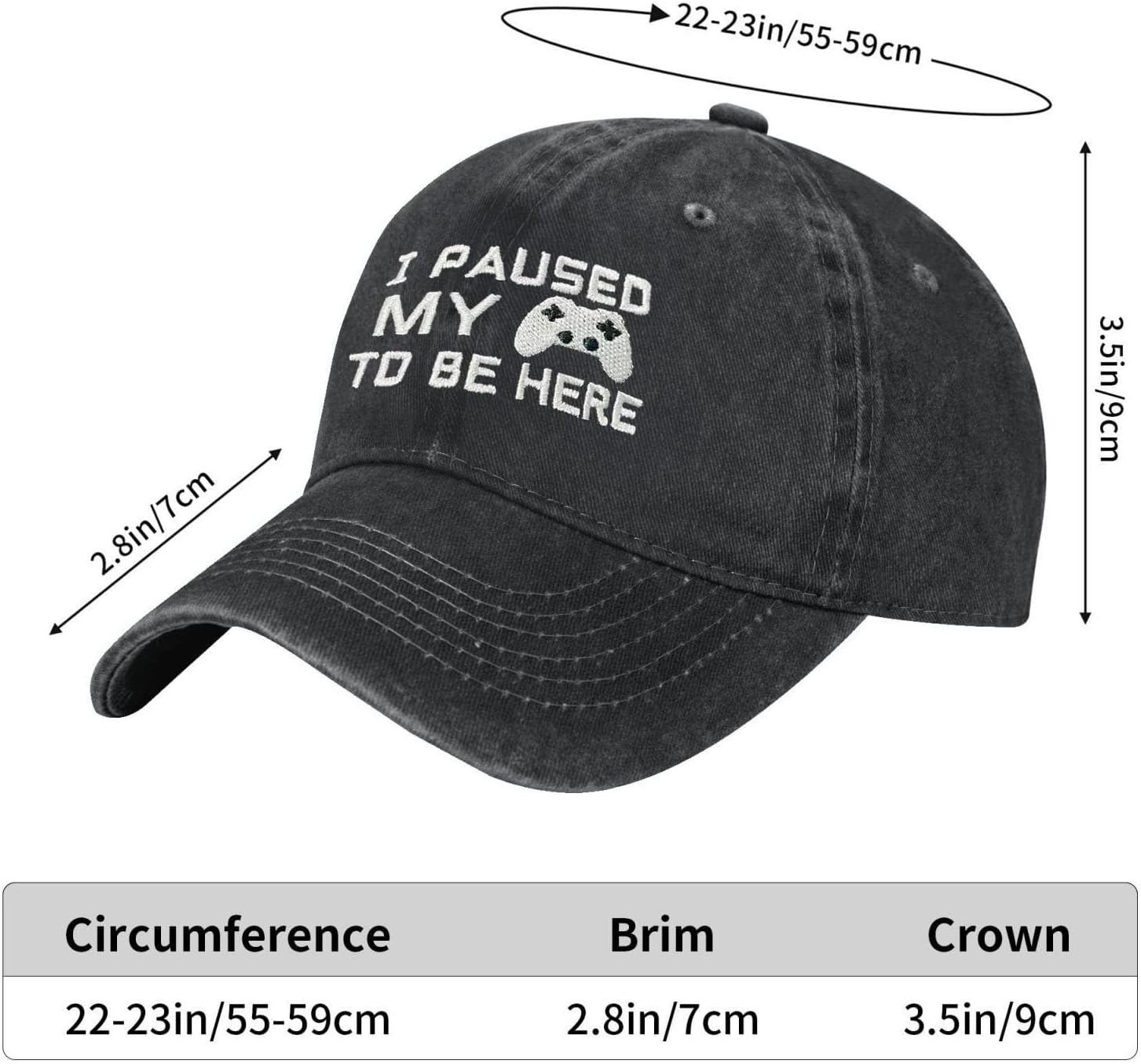 Gaming Hat for Women Men Embroidered Adjustable Washed Cotton I Paused My Game to Be Here Baseball Cap image 5