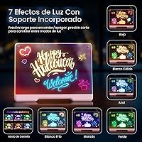 Vista 4 de Tablero de Notas LED Doodle Glow Recargable de 16 Pulgadas, 7 Modos de Luz de Color, Almohadilla de Dibujo de Arte Neón de Borrado en Seco Iluminada