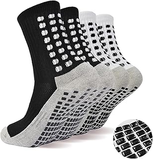 NHCDFA 2 Pairs Football Socks, Grip Socks Football, Rubber Anti-Slip and Thicken Football Socks for Men Breathable Comfort...