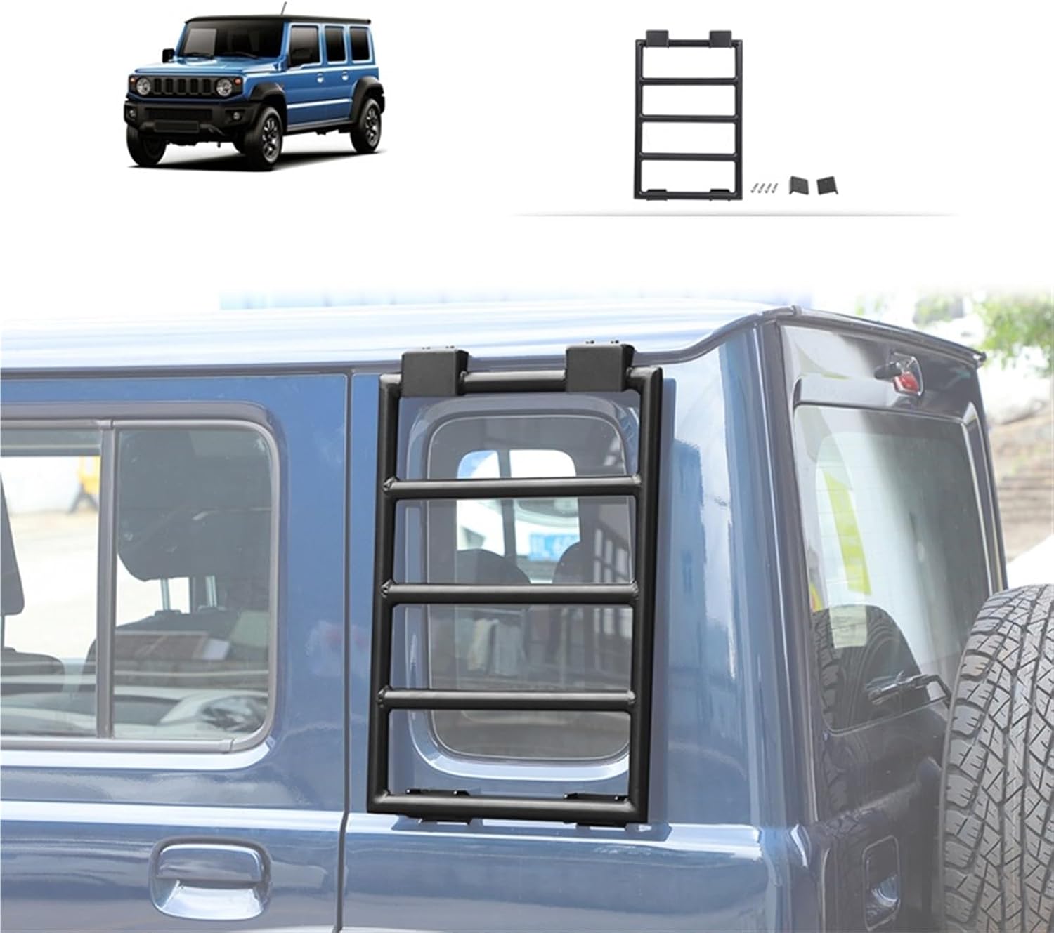 Car Rear Window Expansion Ladder Luggage Carriers Metal Crawling Ladder Compatible with Suzuki Jimny 2019 Up