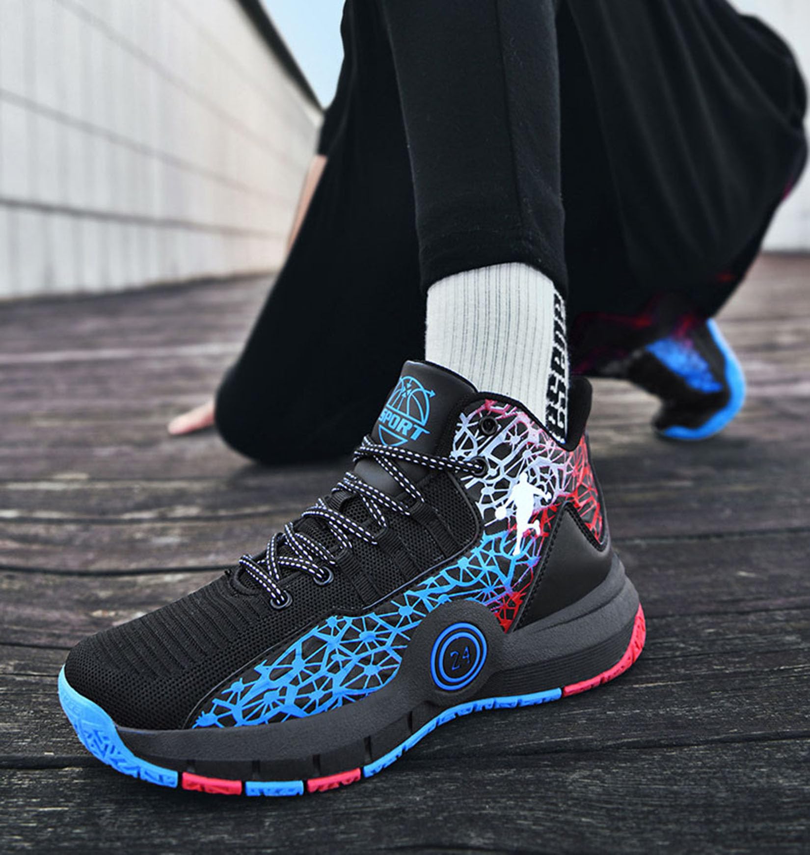Chłopięce Buty Do Koszykówki Męskie Buty Sportowe Dziewczęce Miękkie I Oddychające Wewnętrzne Buty Sportowe Outdoor Buty Do Biegania(34 EU, Z04)