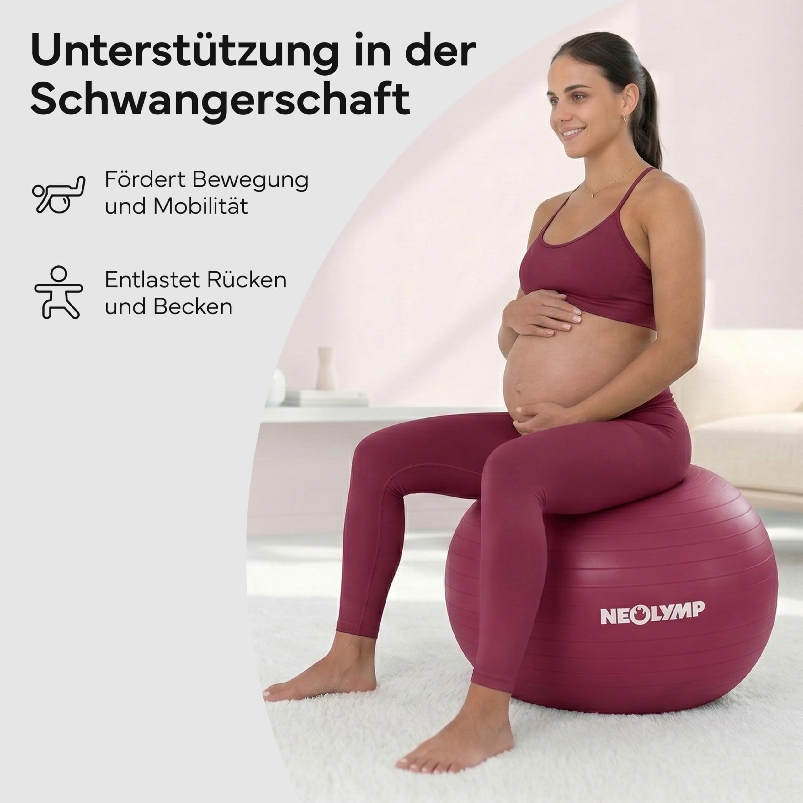 NEOLYMP Gymnastikball - Sitzball Büro ergonomisch in 3 Größen S/M/L - bis 300 kg belastbar, rutschfest & Anti Burst - Pilates Ball, Pezziball, Schwangerschaftsball, Yoga Ball für Homeoffice