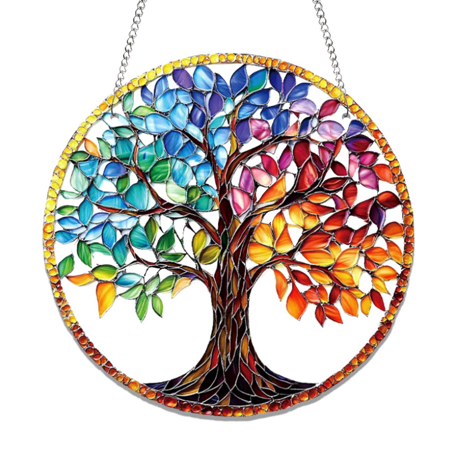 Atrapasoles de Acrílico 20 x 20 cm, Árbol Colorido Colgante Decoración para Ventana, Atrapasueños Sun Catcher para Ventanas Sala de Estar Terrazas Paredes Interior Balcón Jardines