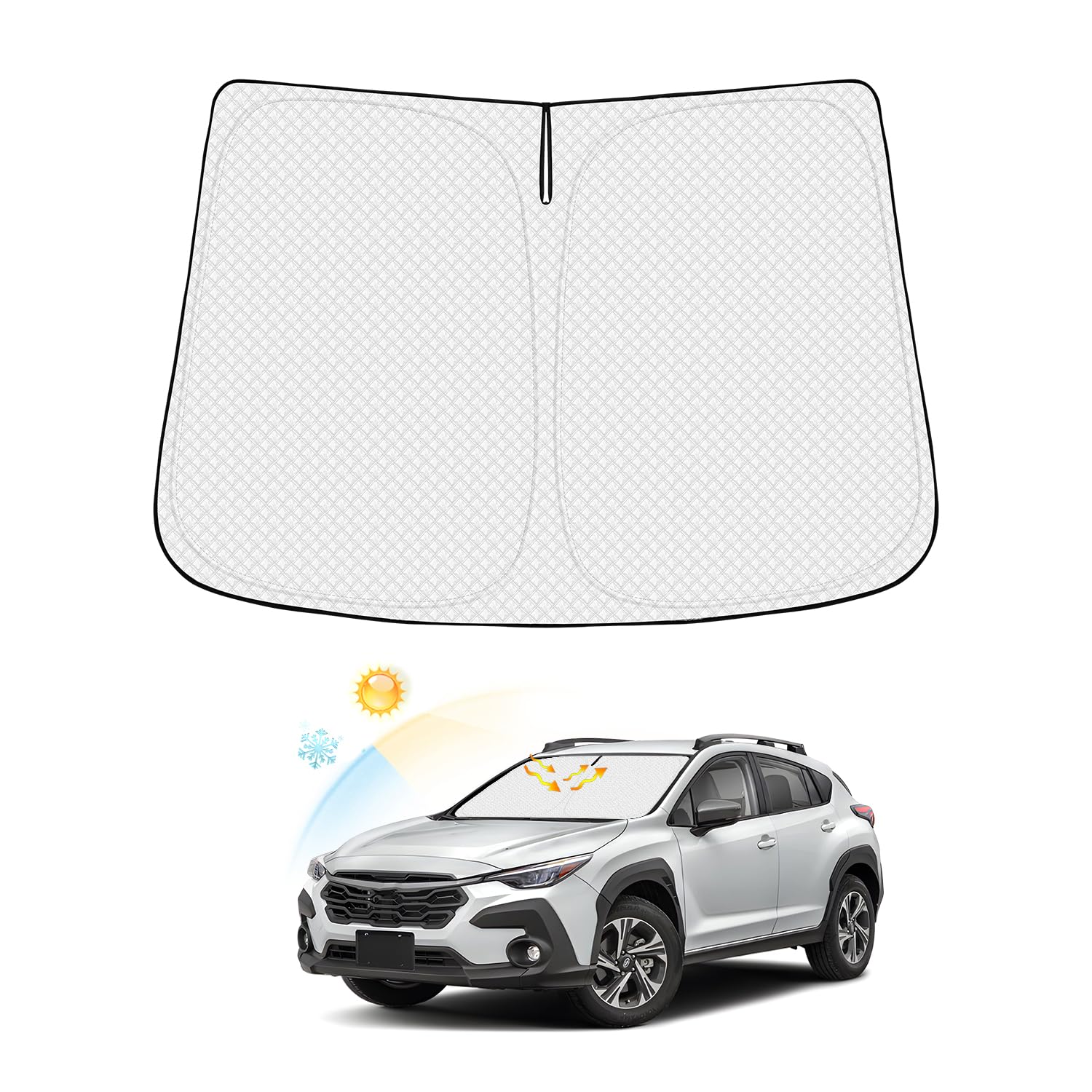 Windshield Sun Shade for Subaru Crosstrek 2024 Accessories Thicken 6-Layer Front Window Sunshade Cover Sun Visor Protector Foldable Block UV Rays Keep Vehicle Cool