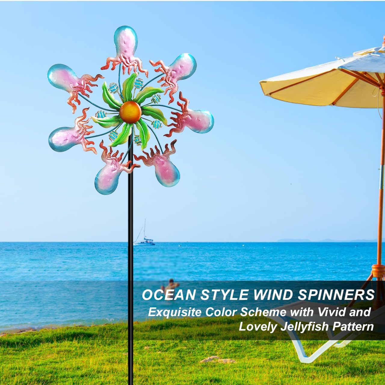 Outdoor Metal Wind Spinner, Durable Yard Art Wind Spinners Metal Wind Spinner for Patio Lawn Ornament, Vibrant Color Garden Spinners