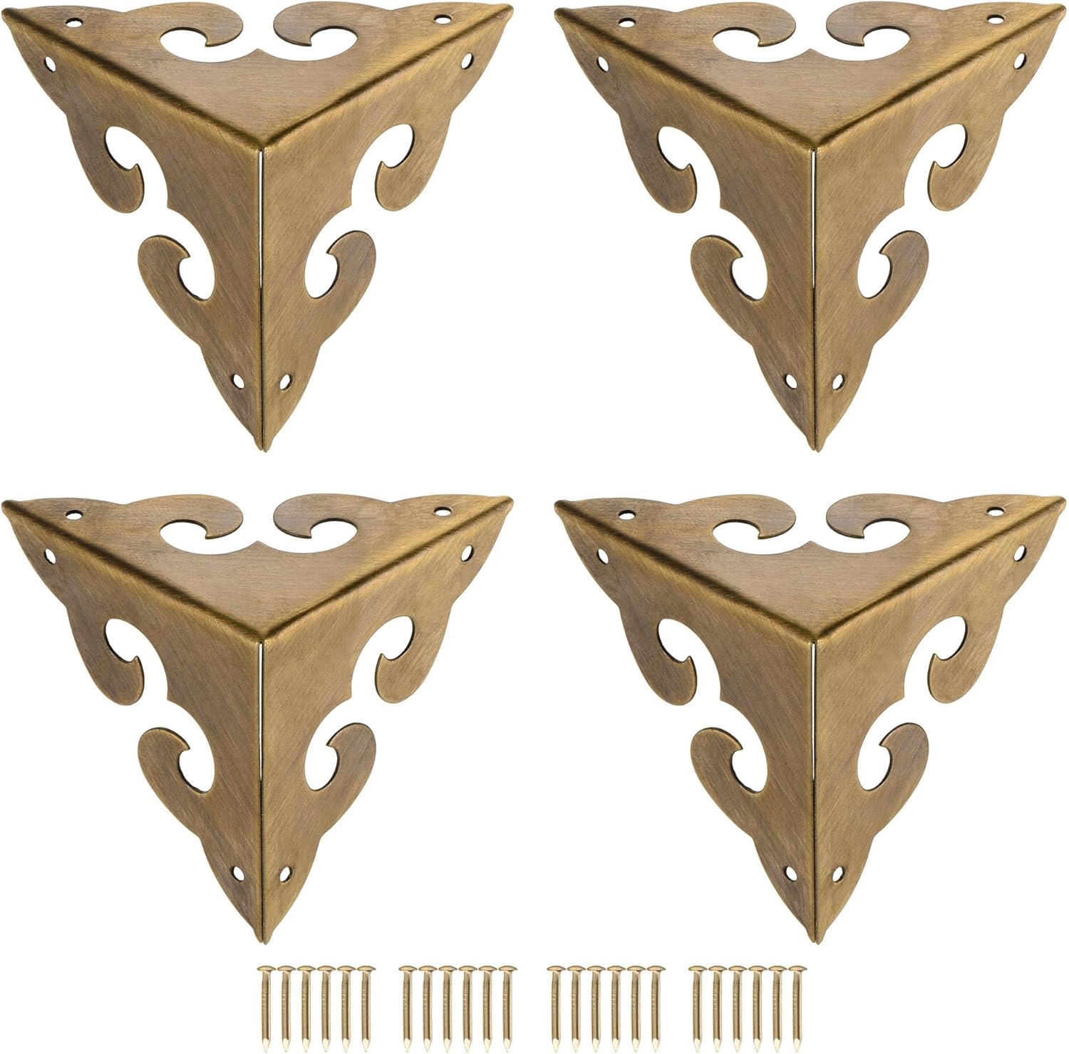 uxcell 44x44x44mm Metal Box Corner Protectors Brass Edge