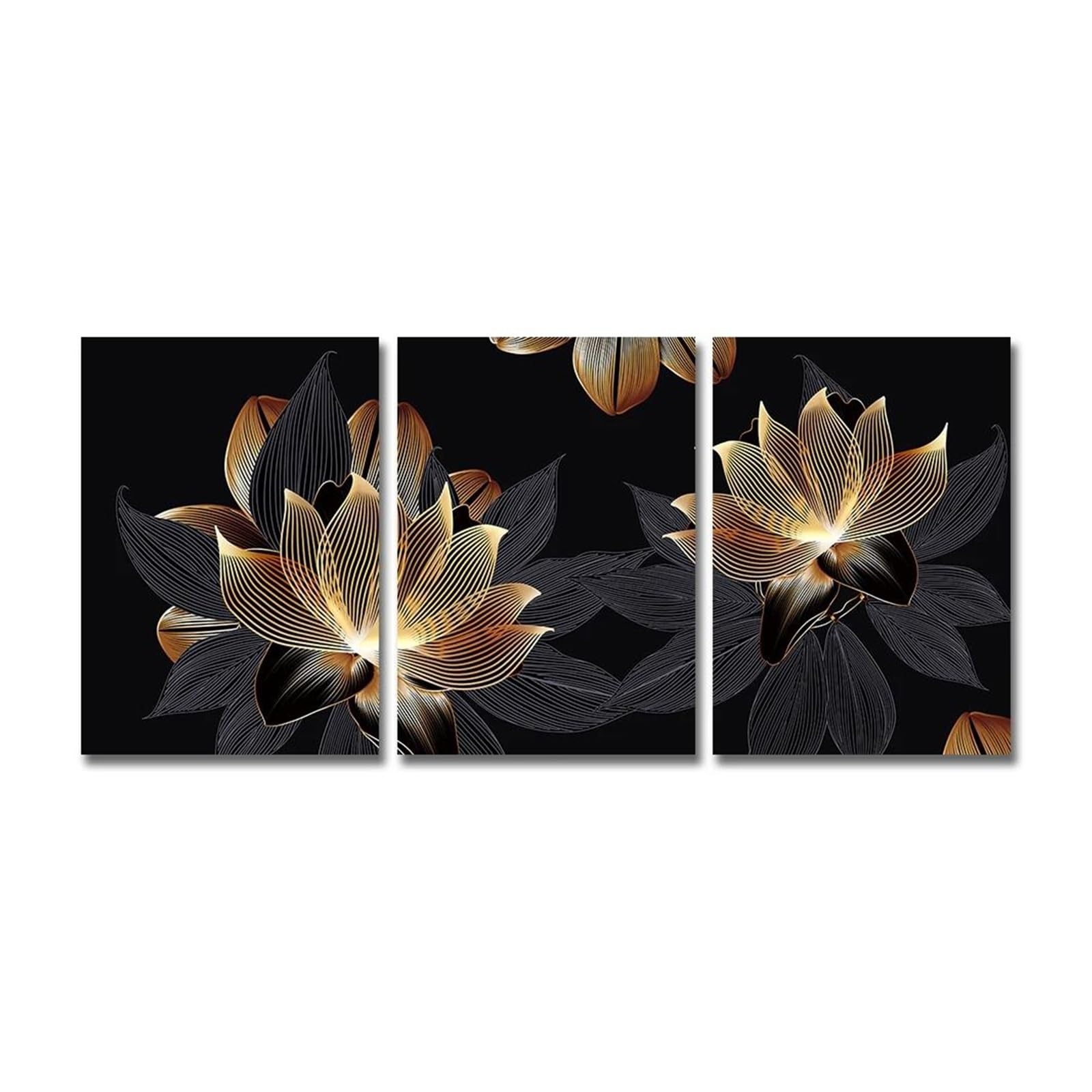 Décoration murale salon moderne lot de 3 tableaux abstraits noirs