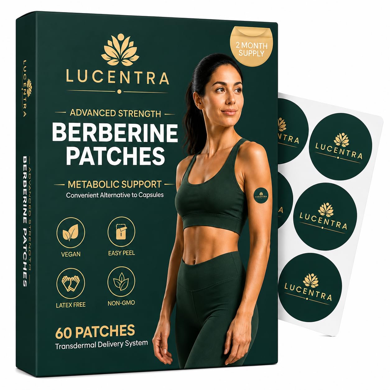 Berberine Patches for Women & Men | Premium Daily Wellness Formula with Botanical Blend | 60 Patches | 2-Month Supply