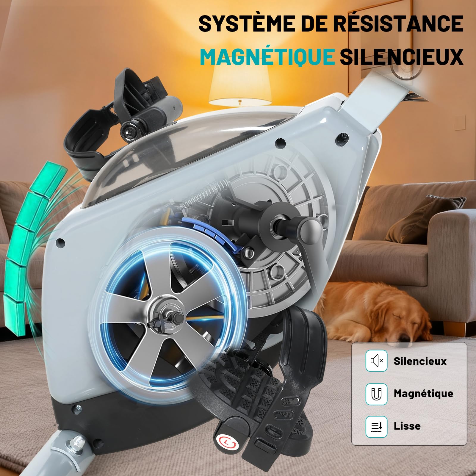 ISE 2-IN-1 Vélo d'Appartement Pliable, Cardio Training 8 Niveaux Résistance Magnétique, Bluetooth