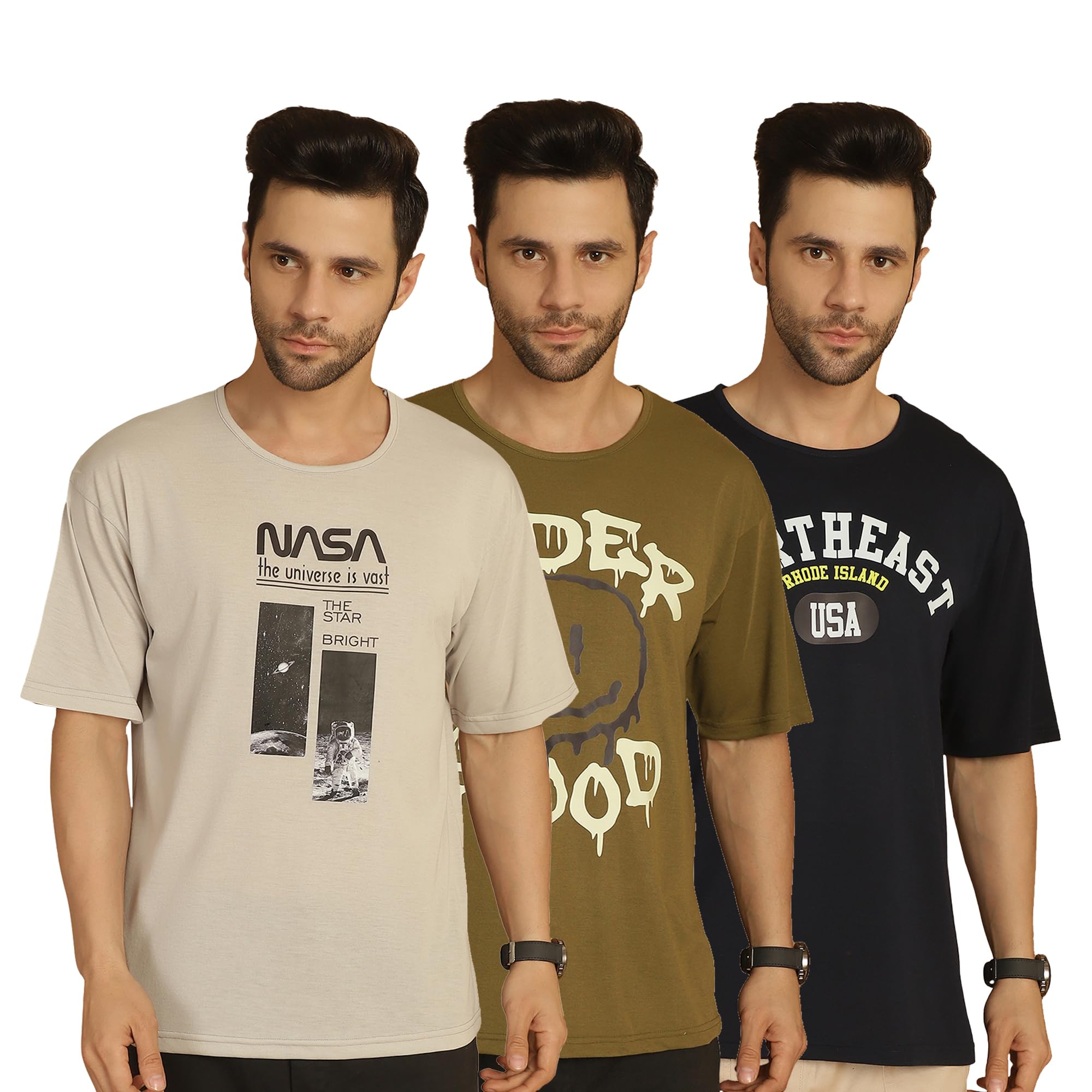 mack jonney Printed Oversized Fit Round Neck Cotton Half Sleeves Tshirt for Men(Pack of 3)-MACK635022-picture-20
