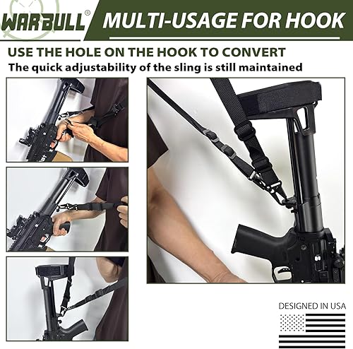 Miniatura 4 de WarBull Eslinga de rifle de 2 puntos, arnés de pistola de ajuste rápido con gancho HK, almohadilla de hombro suave tradicional para rifle, escopeta,