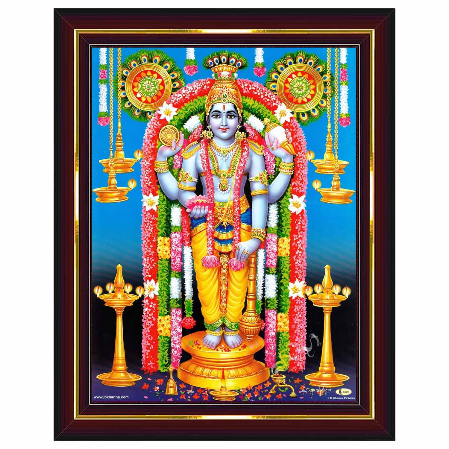 Pavan Photo Laminations, Guruvayurappan Guruvayurappan Guruvayoor Krishna Wall Photo Frame, Wood, Medium Size 26x32 cm, B579M