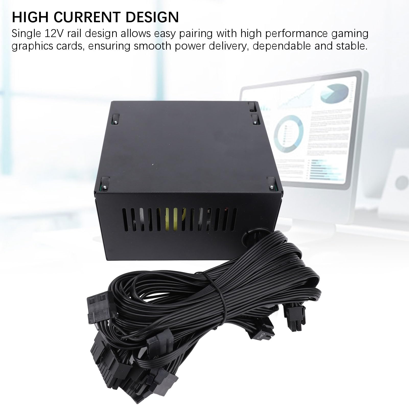 Fabater Alimentatore per Computer da 600 W PSU Affidabile Ed Efficiente per PC da Gioco Dual Core Case ATX con Ventola Nera da 12 Cm