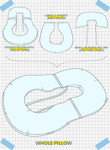 Miniatura 8 de INSEN Almohadas de embarazo, almohada corporal desmontable para dormir, enfermera y relajarse, almohadas de embarazo multiusos para mujeres