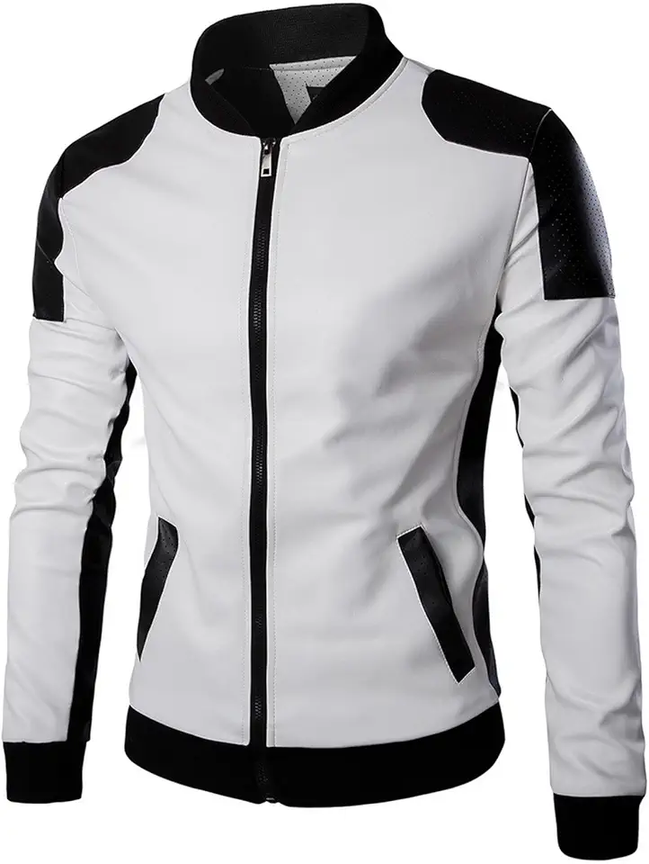 WSLCN Jaqueta Masculina de Couro Sintético Slim Fit Jaqueta de Motociclista