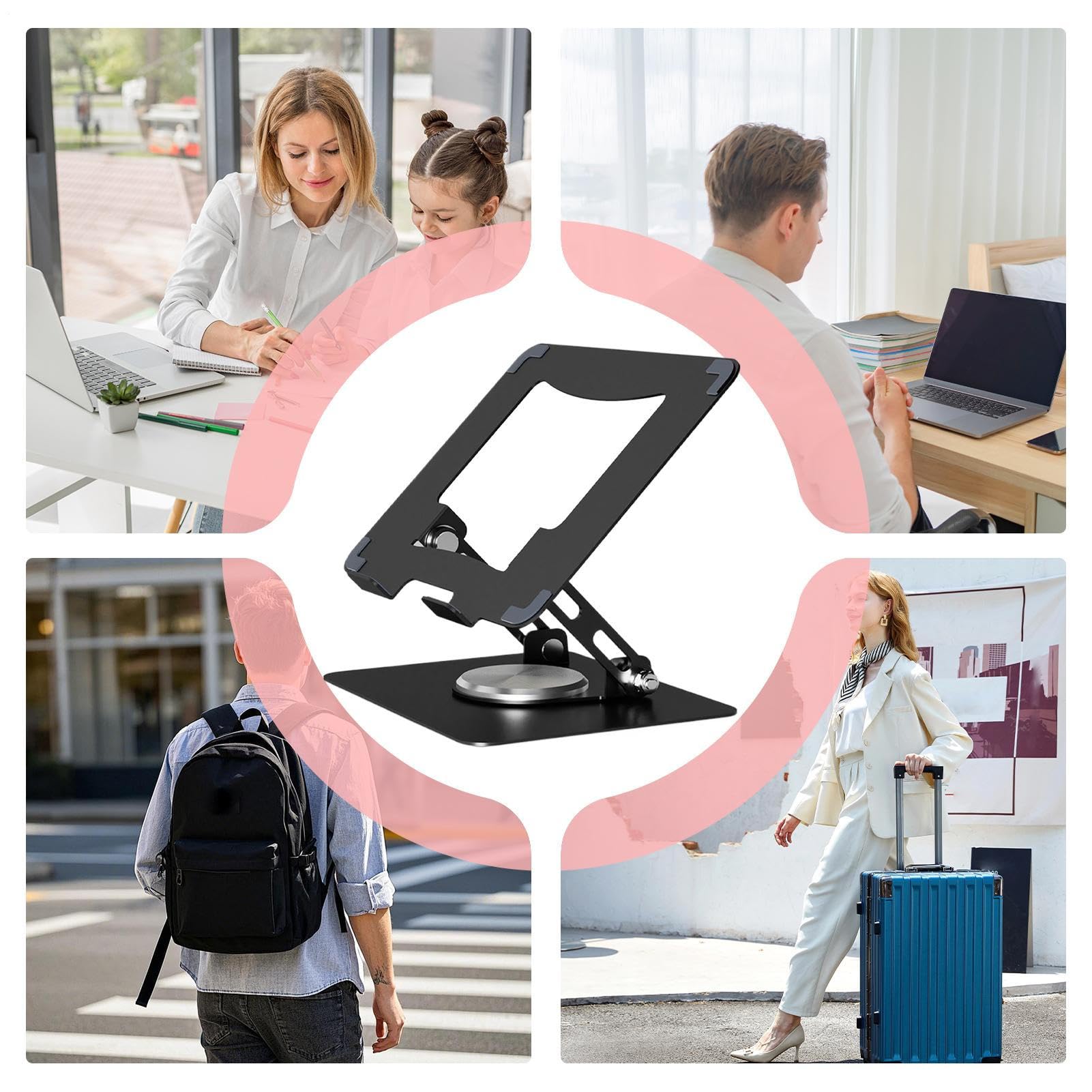 Supporto Regolabile Laptop Portatile Regolabile a Rotazione 360° Ergonomico | Supporto raffreddante notebook per Ufficio Domestico, Studio in Casa, Camera da , Soggiorno, Computer, Laptop