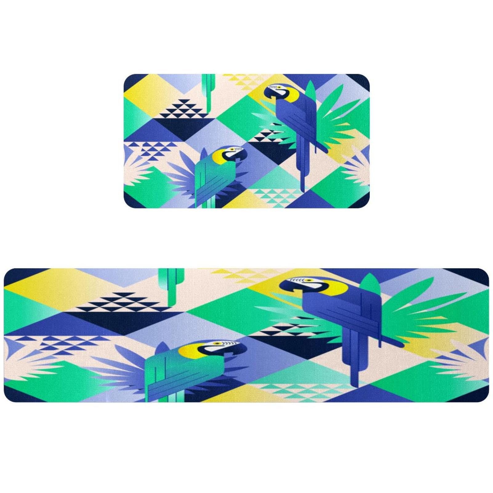 Tapis de cuisine absorbant lot de 2 perroquet lavable et antidérapant pour la buanderie