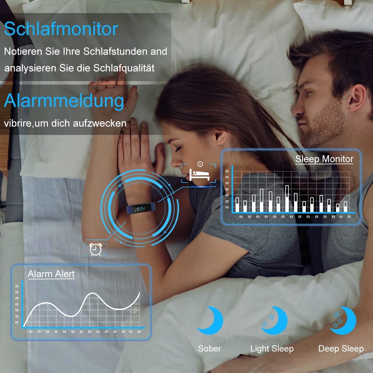 LEBEXY Braccialetto fitness impermeabile IP68, smartwatch con contapassi, contatore di calorie, GPS integrato, versione S2, blu