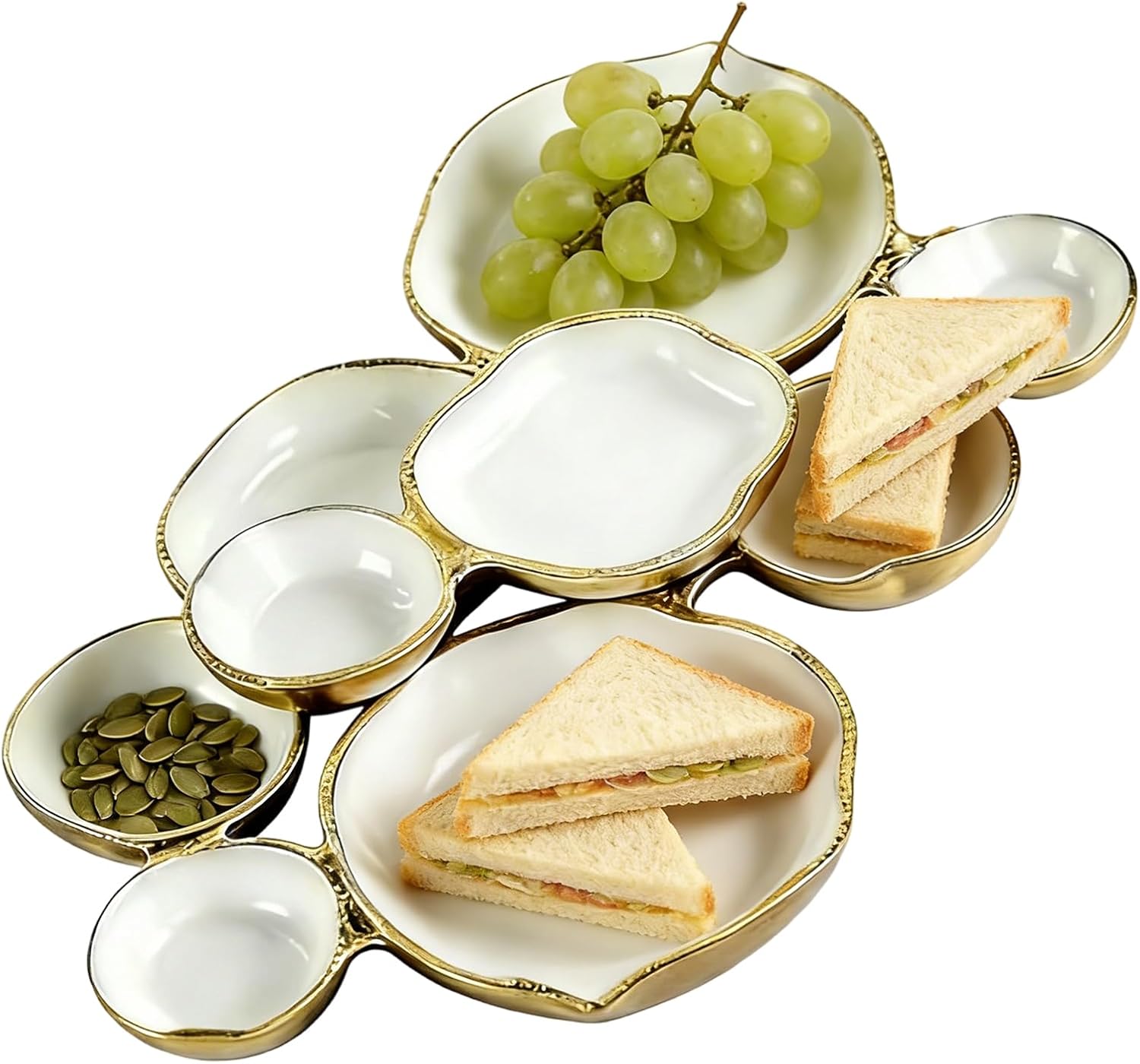 Cluster Serving Tray, Elegant Tiered Design, 43x30x6cm, Tiered Serving Bowl, Metal Display Tray, Sturdy Construction, for Fruit, Vegetables, Salads, Pasta, Charcuterie, Desserts