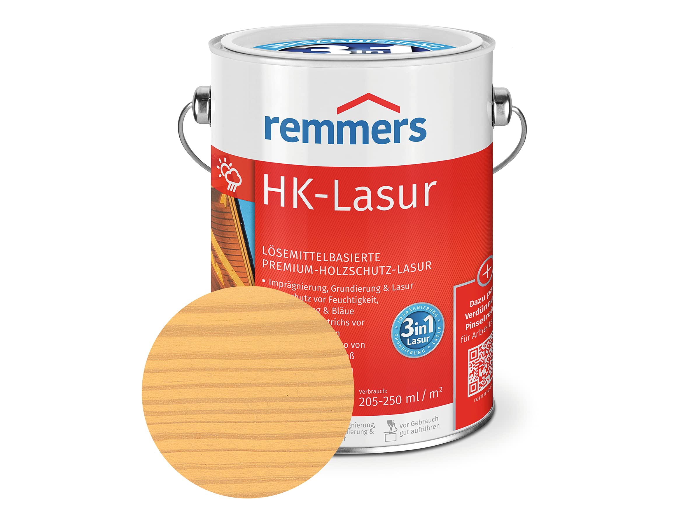 Remmers Vernice trasparente HK hemlock, 5 litri, vernice trasparente decorativa premium per esterni, tripla protezione del legno con impregnante + fondo + finitura, protezione del legno da umidità e raggi