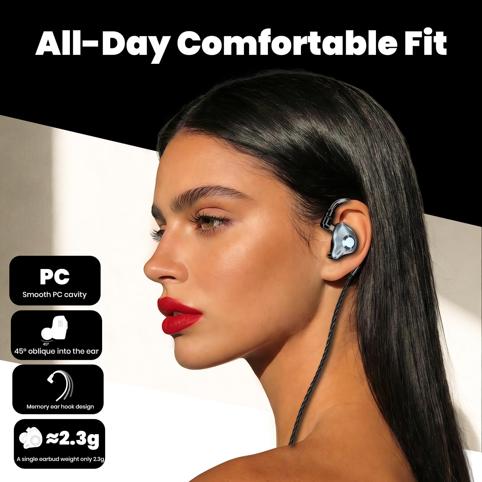 Cuffie intrauricolari per monitor, HiFi IEM, auricolari da gioco cablati confortevoli, isolamento acustico profondo dei bassi, cavo staccabile a 2 pin per musicisti cantanti e batteristi