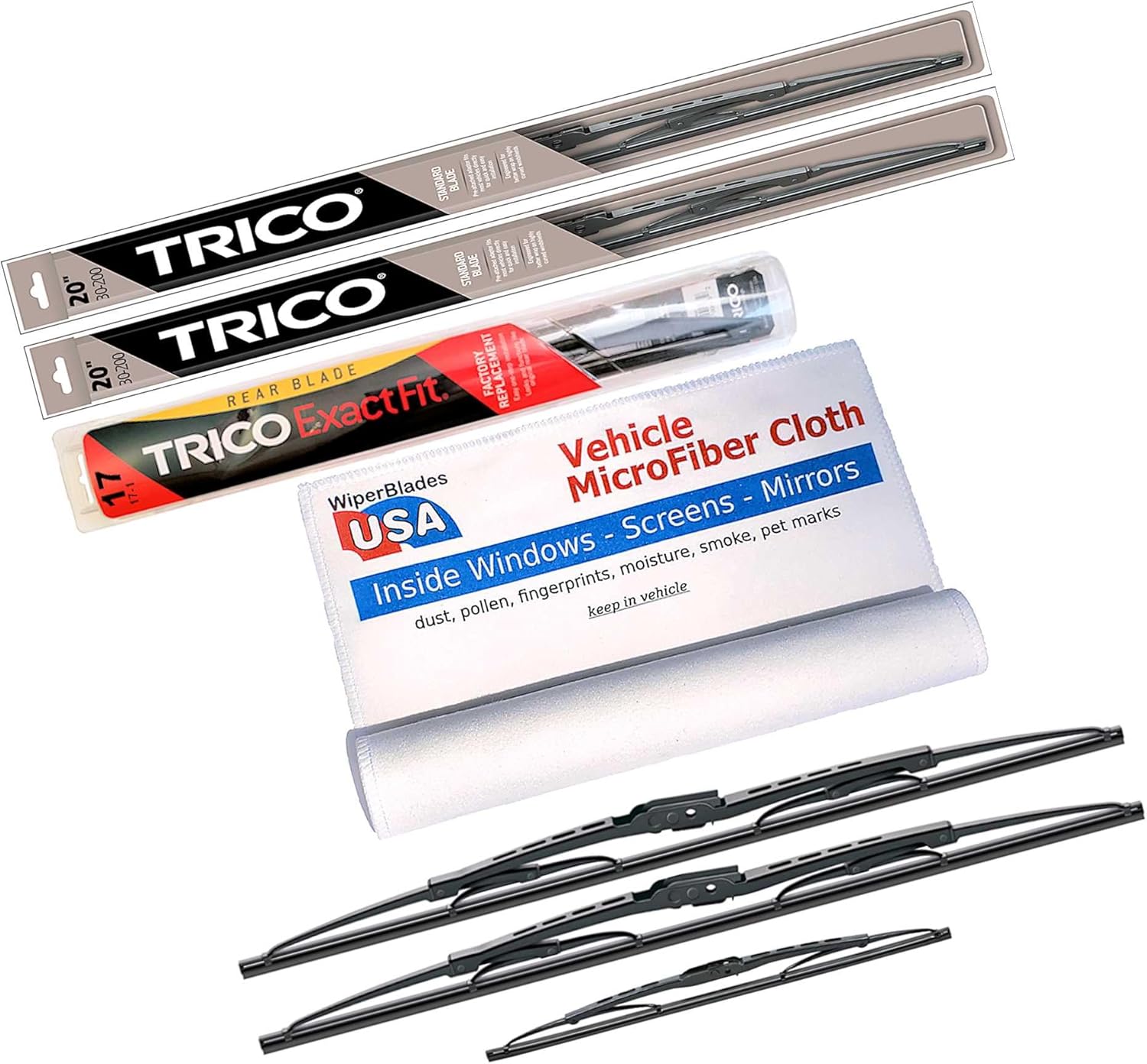 WiperBladesUSA Wiper Set compatible with Lincoln Navigator 1998 (Set of 3) w/Rear Wiper Wiper Blades