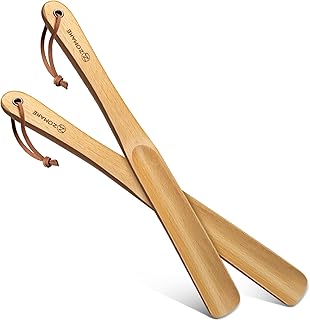 Shoe Horn Long Handle for Seniors Men Women, Wooden Long Shoehorn Boot Horn 13.8", Wood Shoe Spoon Helper